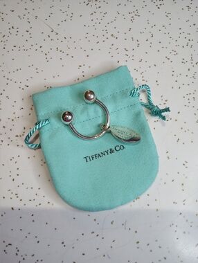 Tiffany & Co. Oval Tag Screwball Key Ring W/ Pouch